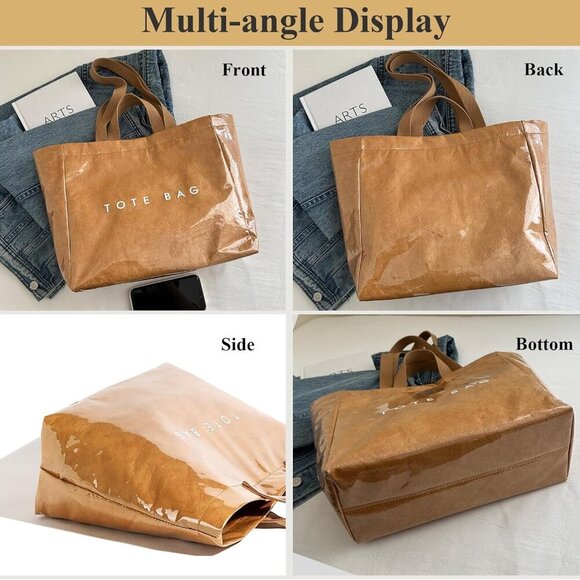 PVC Tote Bag Women Large Capacity Fashionable Waterproof Handbag - Picture 6 of 6